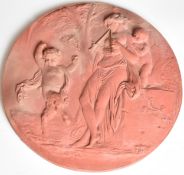 After Edme Bouchardon, a relief wall plaque in the Classical style, signed Bouchardon. D.29cm