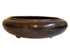 A cloisonné shallow footed bowl with maker's mark to base. H.9.5 Diameter 30cm.