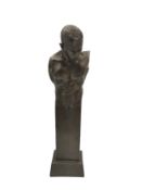 A bronze figure, male head and torso, signed, numbered and dated, Jelf. H.20cm.
