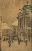 Ferdinand Zach (1868-1956), early 20th century watercolour, a street scene in Vienna, signed