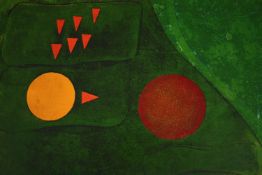 An unframed etching, abstract composition, signed. H.40 W.59cm.