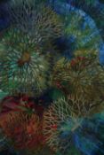 A framed and glazed mixed media study of naturalistic forms, monogrammed and dated, framed and