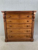 Chest of drawers, 19th century mahogany with secret frieze drawer. H.136 W.130 D.63cm.