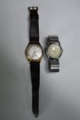 Two vintage gentlemans wristwatches. Face. Dia.3.5cm. (largest).