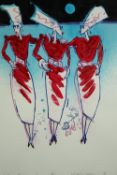 A framed and glazed limited edition lithograph: The Three Graces, signed and numbered. H.102 W.79cm.