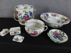 A Victorian hand painted toilet set, Copeland Spode for Thomas Goode. H.27 Dia.29cm.