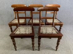 Dining chairs, a set of five 19th century style teak. H.88cm x W.47cm x D.47cm