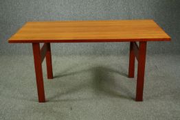 A contemporary Charles Webb fruitwood dining table. H.74 W.153 D.76cm.