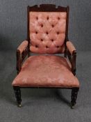 Armchair, late 19th century carved walnut. H.90cm.