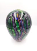 Peter Layton, British (1937-), 'Arrival of Spring' ovoid art glass vase, signed. H.15 Diameter 11cm.