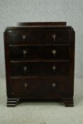 Chest of drawers, mid century oak. H.95 W.76 D.46cm.