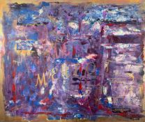 Helen Lack, 1966, a large acrylic on canvas, abstract composition, signed. H.100 W.120cm