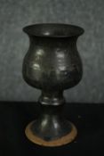 A glazed art pottery goblet, signed to base. H.15 Dia.9cm.