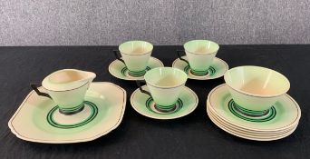 An Art Deco Coronaware part tea service. Dia.25cm (largest)