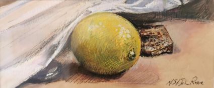 Nicholas St. John Rosse (b.1945), a signed watercolour on paper titled 'Still Life with Lemon and