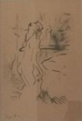 After Henri de Toulouse-Lautrec, signed lithograph titled 'Study of a Woman'. Framed and glazed