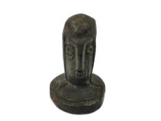 A South or Central American possibly pre-Columbian stone carved seal in the form of a head, the seal