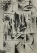 After Pablo Picasso (1881-1973), an abstract Cubist lithograph titled 'Man With a Pipe' in a black