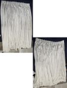 A pair of silk, double pinch pleated and lined curtains. H.295 W.190cm.