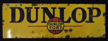 An original vintage enamel advertising sign for Dunlop. H.46 W.138cm