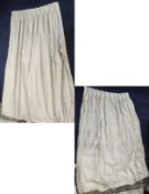 A pair of cotton double lined pinch pleated curtains. H.290 W.130cm.