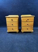 A pair of 19th century style pine bedside cabinets. H.62 W.37 D.45cm.