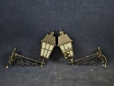 A pair of Victorian style street lamps. H.80 W.70 D.28cm.