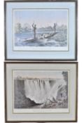 A pair of framed and glazed prints, Niagara falls. H.46 W.55cm