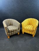 A pair of contemporary upholstered tub armchairs. H.62 W.37 D 75cm.