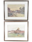 John Terris (1865-1914), a pair of watercolours, rural village scenes, signed, framed and glazed.