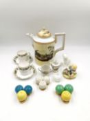 A collection of porcelain to include a pair of 19th century Royal Worcester coffee cups and