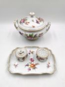 A 19th century Meissen tureen and cover with floral and gilt hand painted decoration, along with