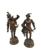After Charles Greil, a pair of signed 19th century cold painted bronze figures, 17th century