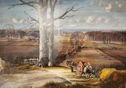 Rowland Hilder (1905-1993), a lithograph in colours titled 'Landscape'. Signed in plate and framed