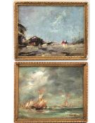 Charles Horwood (1907-1975), two oil paintings on board depicting ships at sea and figures at the