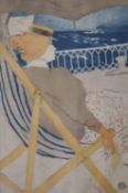 After Henri de Toulouse-Lautrec, a lithograph in colours after the original, titled 'La Passagère du