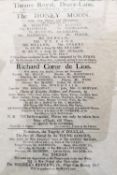 An original playbill for 'The Honeymoon' 1805 performance at the Theatre Royal, Drury Lane. Framed