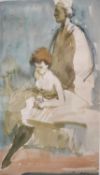 Charles Mozley (1914-1991), a 1970's signed watercolour and conté on paper titled 'Dancer'. Framed