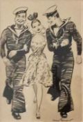 Arthur John Ferrier (1891-1973), a signed ink drawing titled 'Convoyed'. Framed and glazed. H.53.5