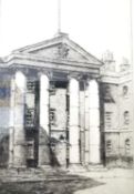 A signed etching possibly of The Admiralty, Whitehall. Framed and glazed and indistinctly signed