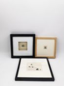 Two wood engravings by Eric Gill (1882-1940), along with a Chinese calligraphic work on paper with a