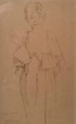 A signed early 19th century sepia wash study of a woman by Albert. R., dated 1912, with an