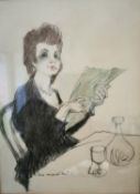 Charles Mozley (1914-1991), a signed and dated charcoal and coloured chalk drawing on paper