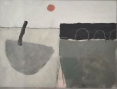David Pearce (b.1963), a signed oil on board titled 'Sunrise over the Harbour', shadow mounted in