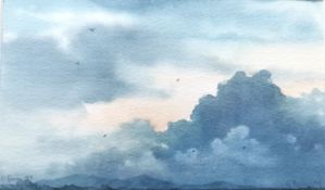 Gary Power (b.1965), a signed and dated watercolour titled 'Cloud Study in Blue, Looking Towards the