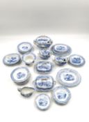 A 19th century Pearlware blue and white miniature part dinner service comprising three tureens