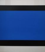 A signed and dated abstract Flashe and acrylic painting on canvas titled 'Blue Morpho' 2021, by