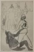 Carel Weight (1908-1997), a signed pencil, ink and wash drawing with an indistinct title. Framed and