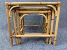 A nest of vintage bamboo graduating occasional tables. H.47 W.49 D.36cm