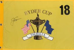 An 18th hole golf flag, The Ryder cup Valhalla 2008, signed by Jack Nicklaus, framed and glazed. H.